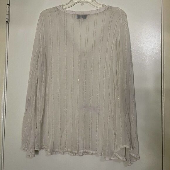 L'academie chiffon sheer button down shimmer top size Medium - Picture 7 of 7